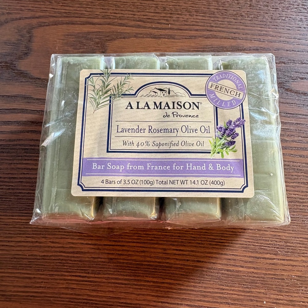 A LA MAISON Bar Soap Unisex 14.1 oz Green New Lavender Rosemary Olive Oil 4 Pack
